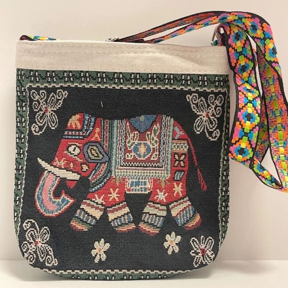 Women’s Ethnic Animal Red Elephant Small Cross‎ Body Bag Purse